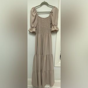 Short sleeve square neck Paige ruffle maxi flowy dress